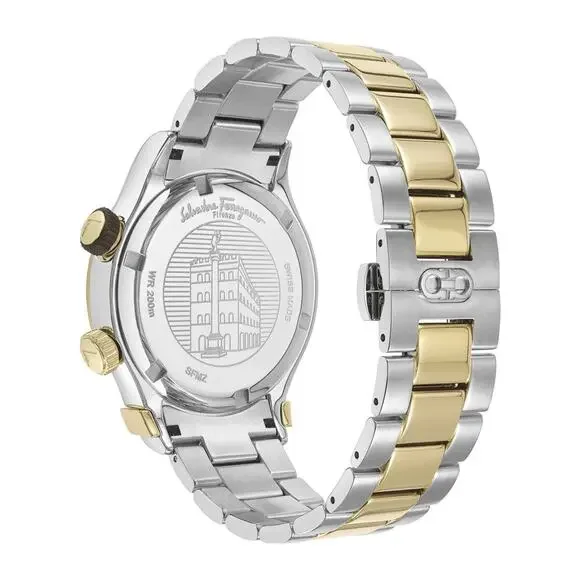 Salvatore Ferragamo 1927 Men’s Swiss Made GMT Watch 44mm Two-Tone SFMZ00522
